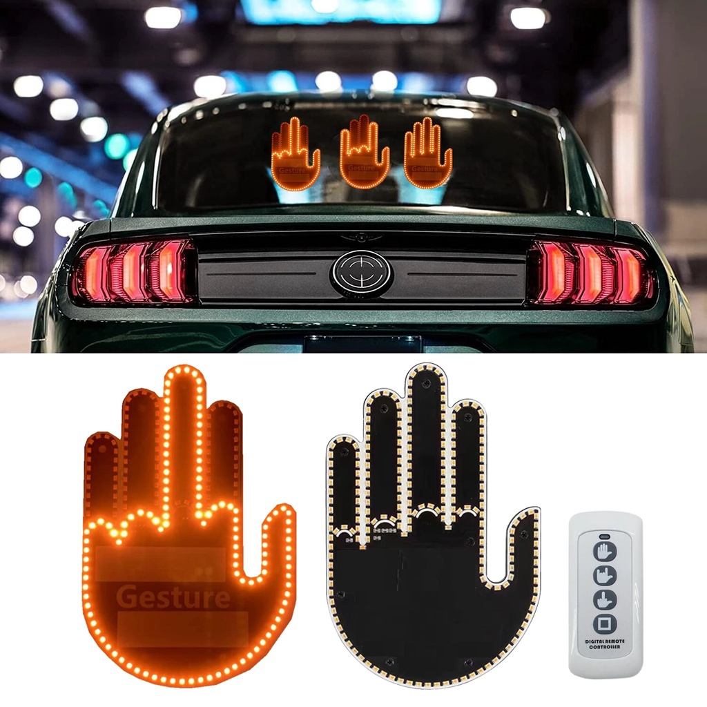 Luz De Gesto Engraçada Com Sinais Remotos De Raiva De Estrada Carro Dedo Médio LED Luzes Interativas