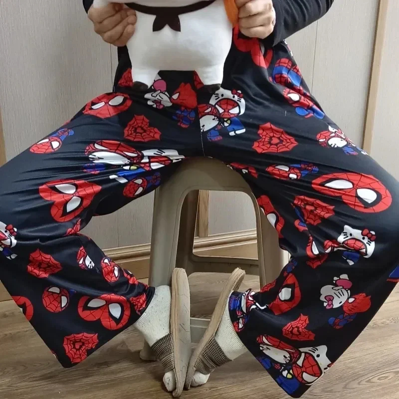 2024 Novo Hello Kitty Loose Ladies Pajama Pants Cartoon Spiderman Sleep