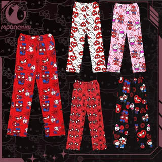 2024 Homem Aranha Hello Kitty Loose Ladies Pajama Pants Pyjama Calças Mulheres Homens Desenho Animado De Sono Lounge Vestir Menina