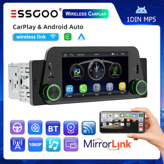（Do São Paulo) ESSGOO Sem Fio Carplay & Android Auto 5 Polegadas1 Din universal Car Stereo Rádio MP5 Bluetooth Player em Oferta na Shopee