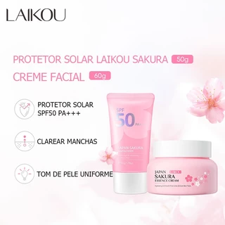 LAIKOU Sakura Protetor Solar SPF50 Hidratante Iluminador Manchas Conjunto De Cuidados Com A Pele 2pcs em Oferta na Shopee
