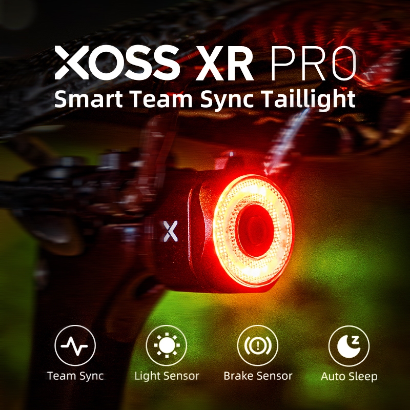 XOSS XR Pro Team Sync Tail Light Bicicleta Com Sensor Automático De Freio Luz Traseira LED Recarregável À Prova D'água De Ciclismo