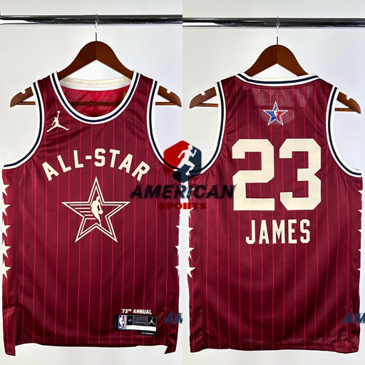 2023-24 All-Star Regata Hot Pressed Homens Camisa 2024NBA Los Angeles Lakers LeBron James Camiseta Basquetebol Vermelho Jersey