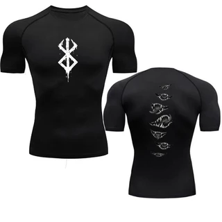 Moda Anime Berserk Berserk Guts Roupas masculinas Rashgard Top Clothes de manga curta Secundária Skinny Fur Bodybuilding T-Shirt