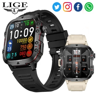 LIGE Relógio Smart Watch Men Bracelet Esportivo Exterior 1.96 Smartwatch Tático Militar Resistente Para Phone IP68 Relógios Rastreadores De Aptidão À Prova D'água