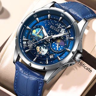 Marca suíça RUIGE Relógio Masculino Star Sea Ultra-Thin Fashion Leather Band Luminous Waterproof Negócios Casual Relógio Masculino Novo Estilo Trendy