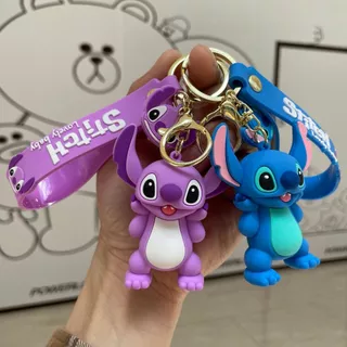 Chaveiro Disney Lilo & Stitch Figura Kawaii Cartoon Angel Silicone Pendant Porta-Chaves Mochila Para Carros Acessórios em Oferta na Shopee