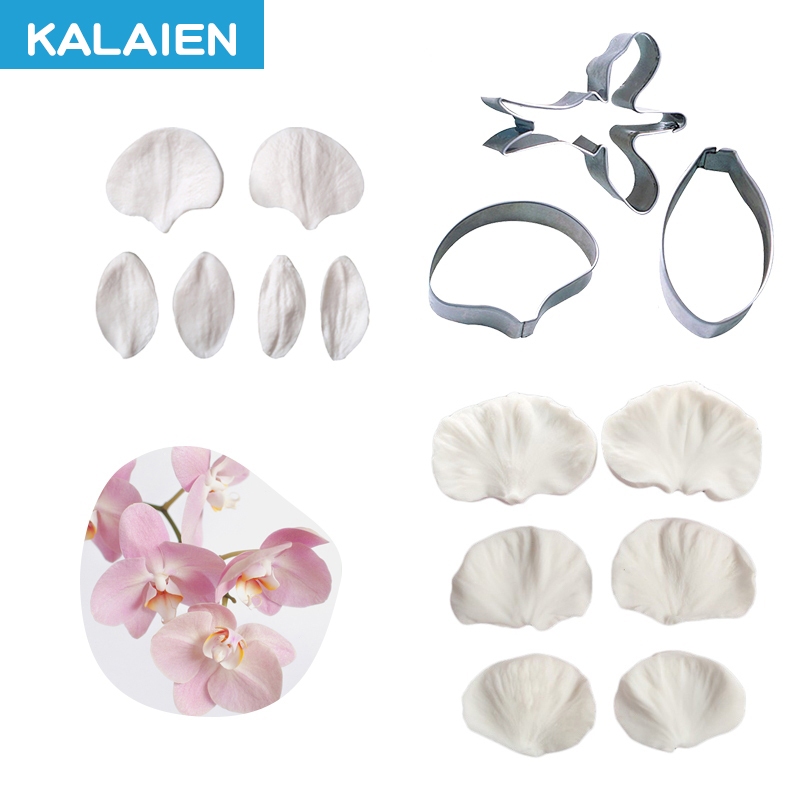 KALAIEN Orquídea Borboleta Fondant Flower Mould Cake Ferrame