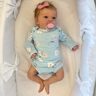 bebe Reborn silicone realista 49CM Olhos Adoráveis Realistas Renascidos Abertos Boneca Recém-Nascida Nomeada Soma Com Azuis E Baby Pacifier