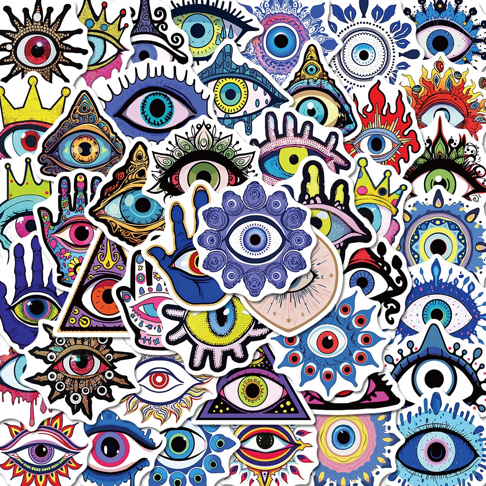 50pcs Adesivos Da Série Devil's Eye Autocolantes Devil's De Alto Valor Estético Criatividade Personalizada Caixa Telefônica De PVC Decoração De Escritório De Computador À Prova
