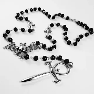 Colar De Contas De Vampiro Ankh Rosário Oculto Gótico Punk Bat Cross Pendant Feito À Mão Jóias Tradgoth Egípcio