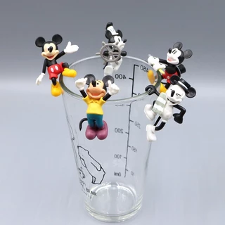 5Pcs/Set 5-6cm Disney Anime Cartoon Mickey Mouse Q Versão Mini Cup Edge Doll PVC Figuras De Ação Modelo Toys Decoração De Mesa