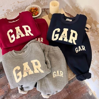 Conjunto De Roupas Para Meninos De Inverno Outono Camiseta Quente De Pelúcia + Trousers 2Pcs Baby Casual Letter Print Set Kids Sports Suit