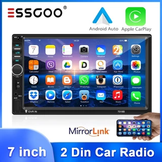 Essgogoo Rádio Automotivo De 7 Polegadas 7018C MP5 Mirror Linking Multimedia Player Bluetooth Com Fio E Android Auto FM/USB/TF/AUX Alto-Falante 2 Din Car Stereo