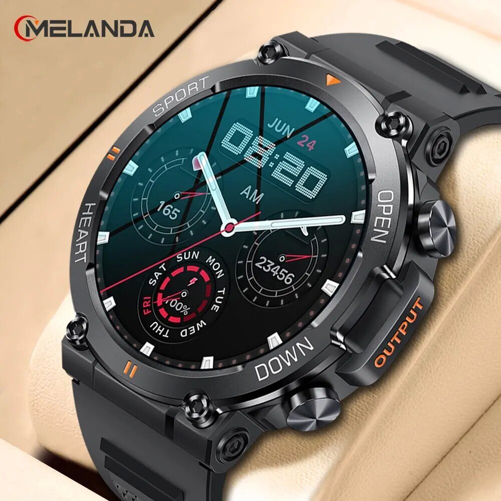 MELANDA 1.39 Inch HD Bluetooth Chamada De Smart Watch Men Monitor Cardíaco De 400mAh Smartwatch Para Android IOS K56