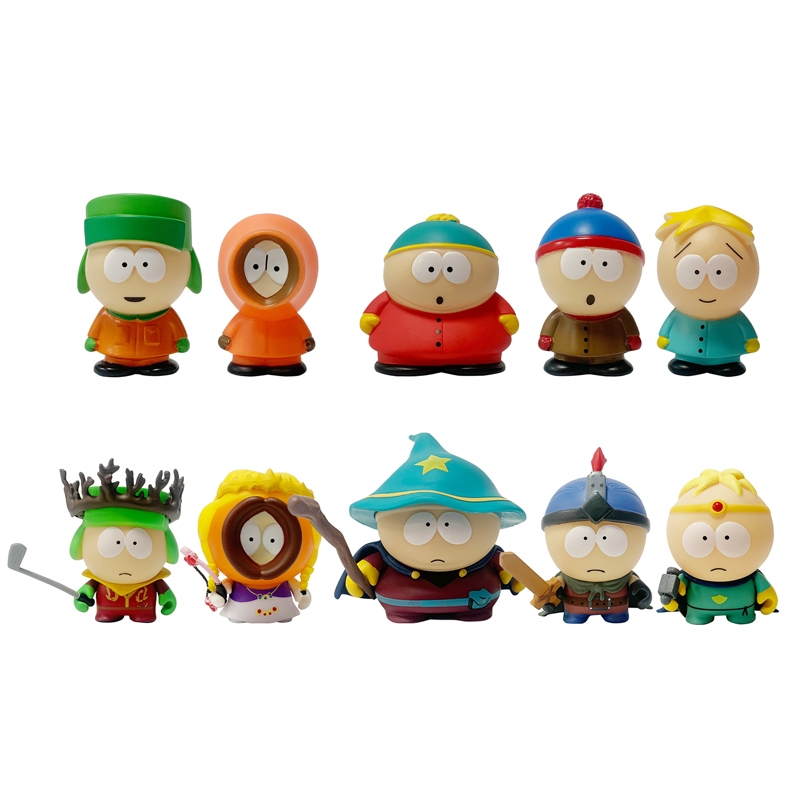 5Pcs/Set Anime Cartoon South Park Stan Marsh Kyle Broflovski Eric Theodore Cartman Kenny McCormick Q Versão PVC Figuras De Ação Modelo Doll Toys
