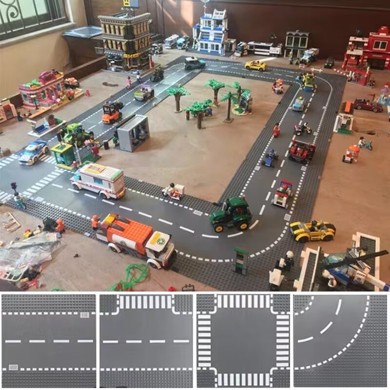 Compatível com Lego Educacional Pequenas Partículas Cidade Estrada de Partículas Montagem de Placas Base de Brinquedos de Rua Bloco de Construção