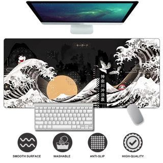 Tapete De Rato Kanagawa Deskmats Plus Tamanho Ondas Gigantes Japonesas Mesa MousePads Grande Base De Borracha Antiderrapante À Prova D'água E Durável Para Computador