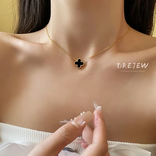 DREJEW Aço Titânio Colar Acrílico Simples De Flores Colorido De Temperamento Versátil Cadeia Clavícula Leve De Luxo De Alta Qualidade Hipoalergênico