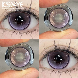 【 COD & Grade Lens 】 KSSEYE 2PCS Lentes De Contato Coloridas Com De Grau Purple Blue 1 Ano Myopia Beauty Eyes Cosmetic Soft idol Coreano