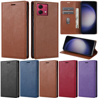 Caixa De Luxo Para Moto Motorola G84 G54 G14 G53 G23 G13 E20 E30 E40 G10 G20 G30 Edge 40 Neo 5G Litchi Book Carteira Magnética Porta-Cartões De Couro Soft Pu