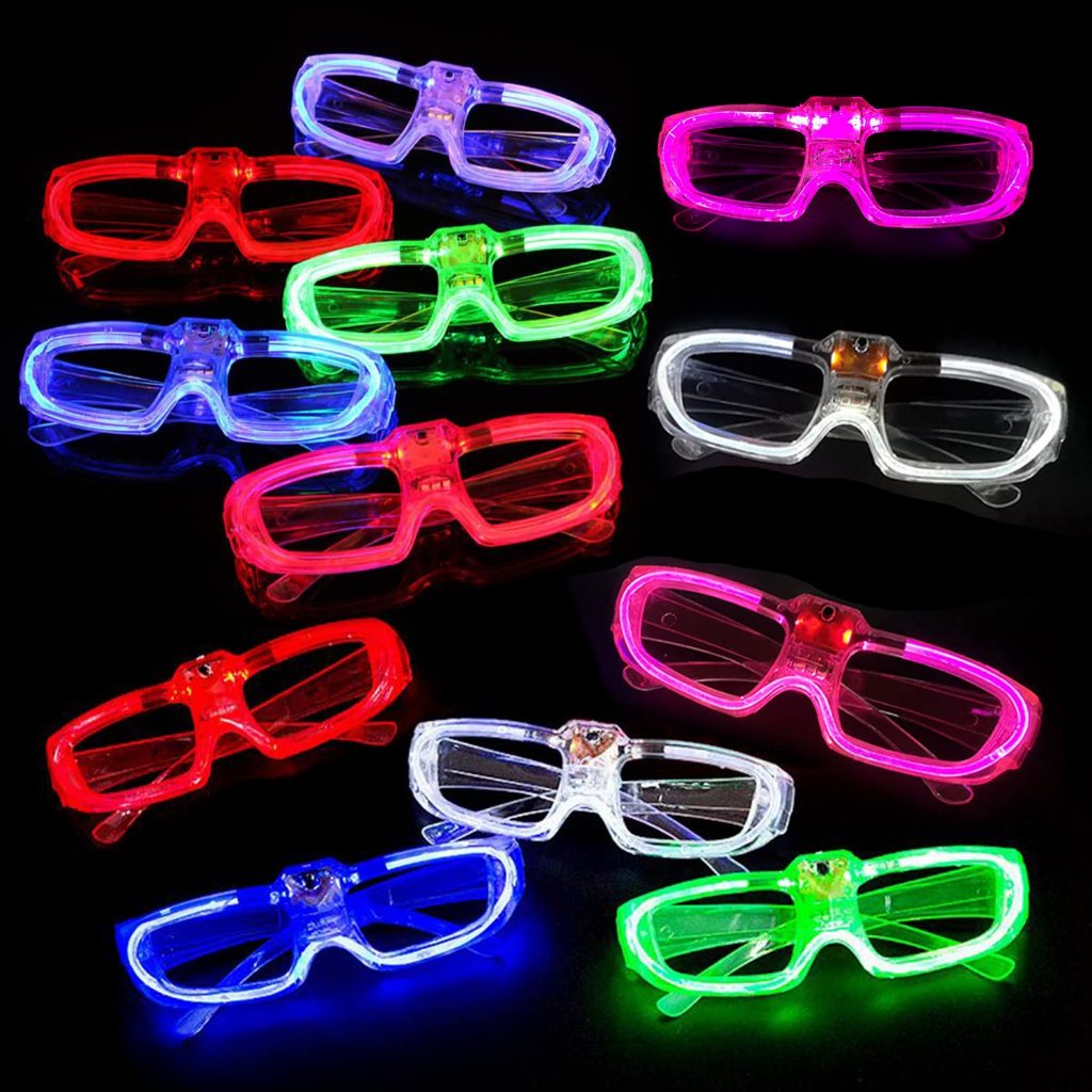 Luz Fria Luz Intermitente Persianas Love Square Glasses Cross-Border Nightclub Bar Luz LED Óculos Luminosos