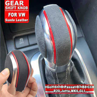 Alcântara Cromado prateado com revestimento de couro camurça Tampa lateral do botão de mudança de marcha Adequado para Volkswagen Golf 6 7 R GTI Passat B7 B8 CC R20 Jetta MK6 GLI
