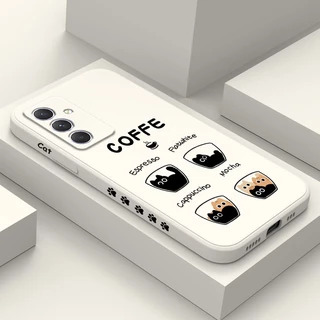 Capa De Telefone Para Gatos De Café Samsung Galaxy A54 A34 A24 A14 A13 A04 A04S A04E A03 A03S A03S Core 4G 5G Silicone Líquido Com Padrão Lateral