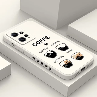Estojo Telefônico Para Xiaomi Redmi Note 13 Pro Plus + 4G 5G Capa De Café Gato Fofo Confortável