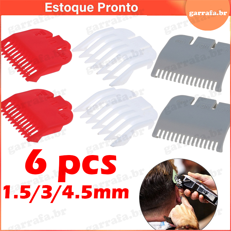 Conjunto de 6 peças Pentes de disfarce máquina wahl 0.5 , 1 ,1.5 Profissional