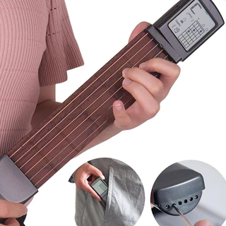 Solo Anreco 6 Cordas Bolso Chord Trainer Para Guitarra Ferramenta Gadget Prática Folk 6 Trants Com Tela Carta Rotativa Deillering Iniciantes
