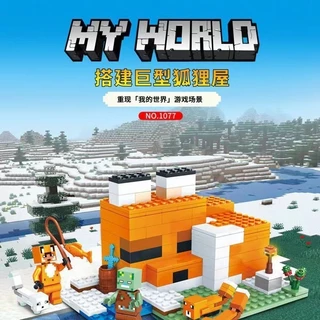 Minecraft Lego Building Blocks Guardião da Casa da Raposa vs. Cogumelo Casa Montada Presente de Brinquedo Infantil