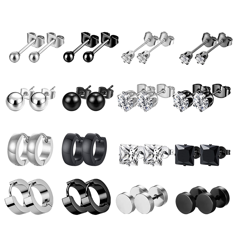 Brincos De Zircônia 3A Da Moda De 2-6mm De Aço Bolas Inoxidável punk Acessórios De Jóias Para Homens E Mulheres