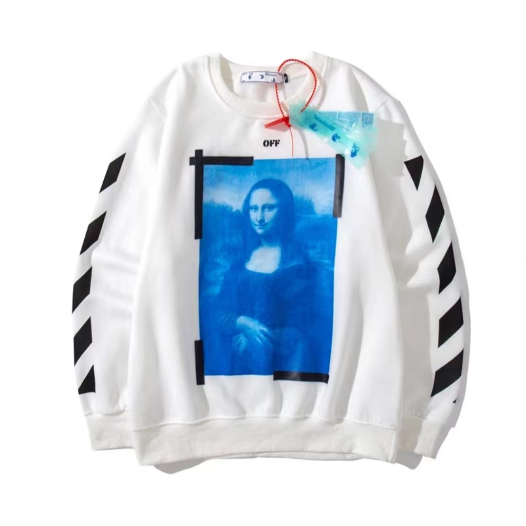 OFFWHITE Camiseta Mona Lisa Européia Americana de Rua 2023 Primavera Novo Estilo Solto Homens Mulheres High Street