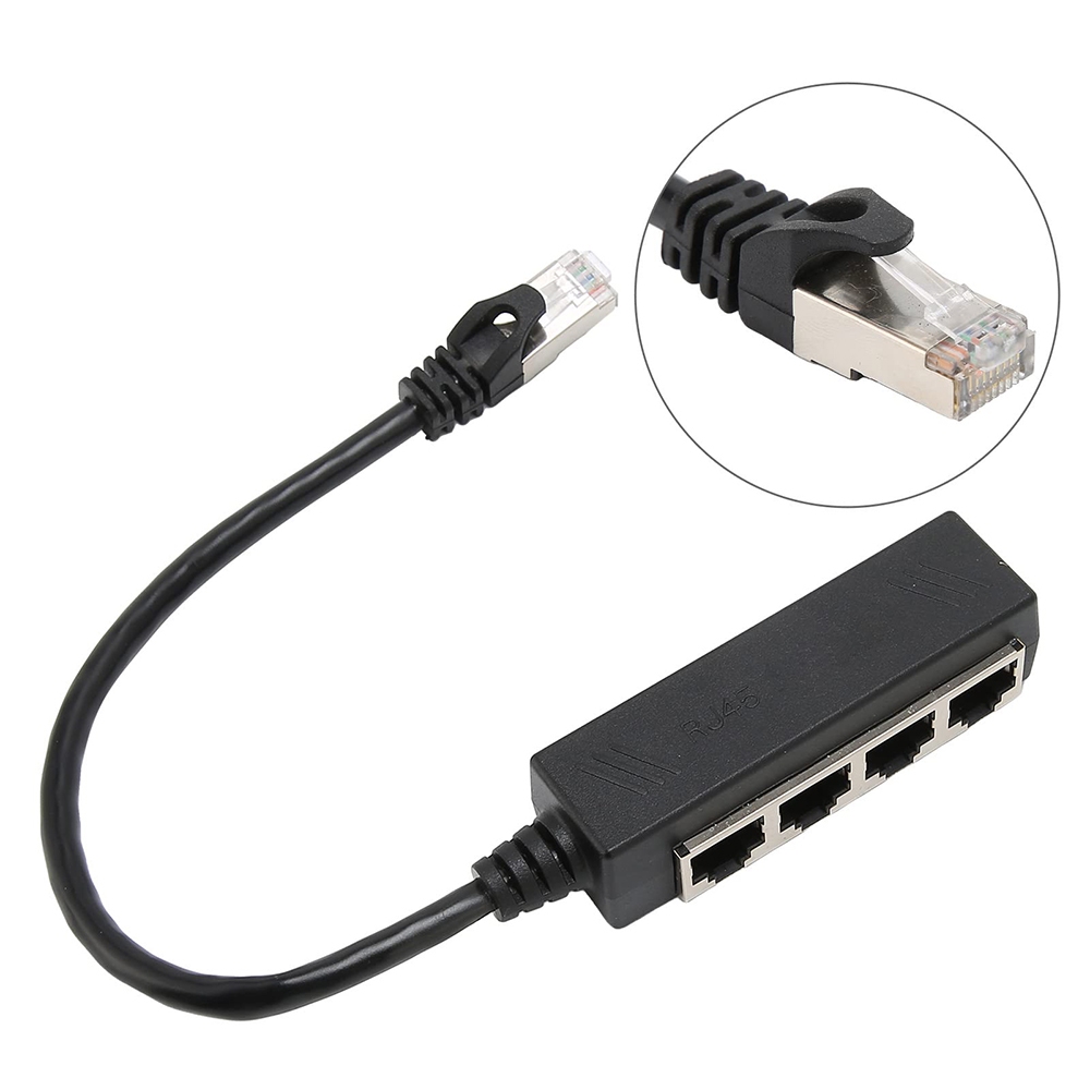 Adaptador Ethernet RJ45 De Cabo Divisor De Rede 1 A 4 RJ45 LAN Conector Conversor 1 Macho Para 4 Fêmeas CAT7