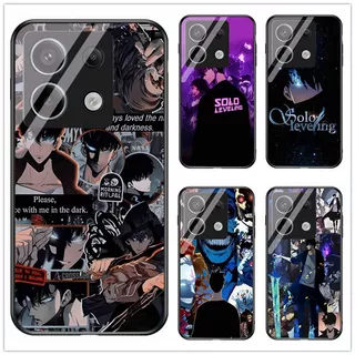 Para Redmi note 13 pro 5g/5g Anime Cartoon Solo Nivelamento Sung Jin Woo Jinwoo Vidro Temperado Capa Dura Personalizada Capas De Telefone Personalizadas DIY