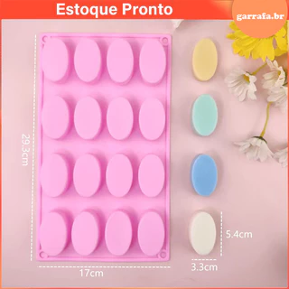 Molde de Silicone para Assar com 16 Cavidades em Forma Oval para Sabonetes - Bandeja Caseira para Produção de Sabonetes Artesanais
