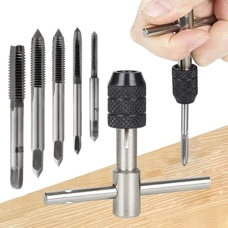 Prata Jogo De Chaves De Furar Tipo T Portáteis De 1/5/6pcs À Mão Ferramenta De Rosqueamento Manual De Rosca M3 M4 M5 M6 M8 Bricolage