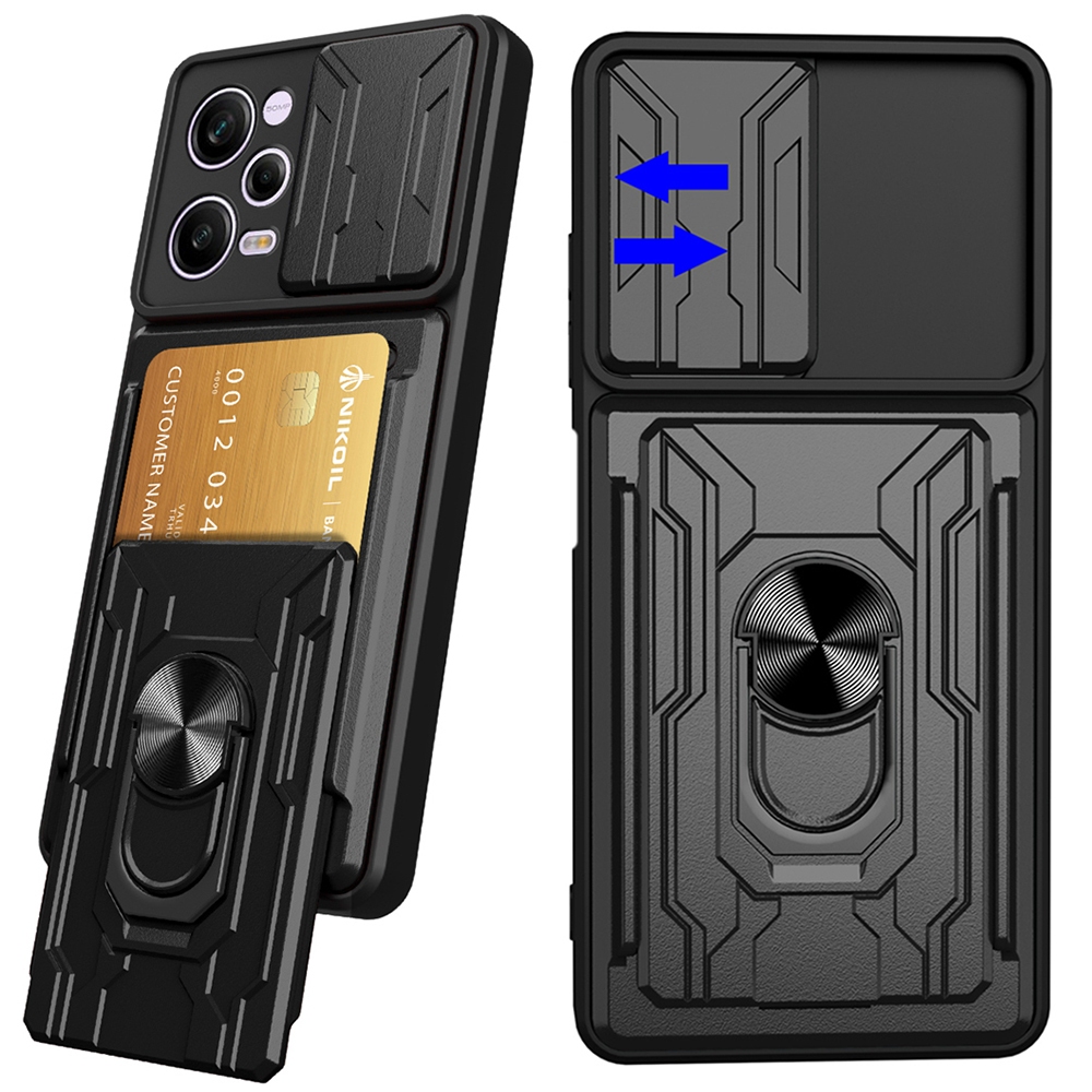 Xiaomi POCO X6/M6 Pro/F5/X5 Tampa Da Caixa Dura À Prova De Choque Com Função De Slot De Cartão E Suporte De Anel