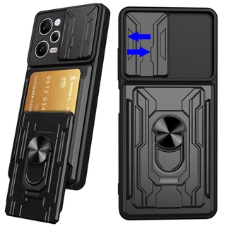 Xiaomi POCO X6/M6 Pro/F5/X5 Tampa Da Caixa Dura À Prova De Choque Com Função De Slot De Cartão E Suporte De Anel