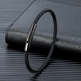 MKENDN Punk Jóias Homens Estilo Simples De Aço Sem Desbotamento Pulseira Clássica De Cabo Punho Para Presentes Masculinos
