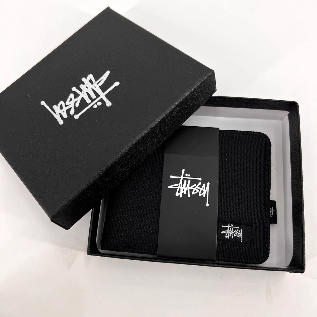 Estoque Pronto Em Mão Stussy Minimalist Duas Carteiras Curtas Dobradas