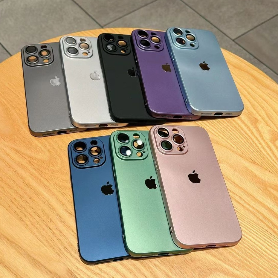 Tinta metálica líquida Com Filme De Lente De Vidro Capa Macia Fosca Capinha Capa Para iPhone 15 14 13 12 11 Pro Max 11 Pro 14 15 Plus