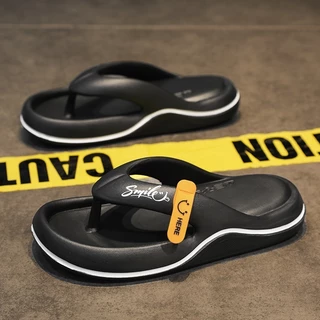 Treading shit sense flip-flops De Merda Chinelos De Banho De Verão Masculinos Com Tendência De Fundo Grosso Vestir Sandálias De Praia Drag Slippers Soft Non-slip