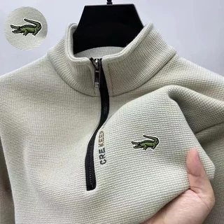 Bordado De Marca Masculina De Alta Qualidade , Pelúcia De Outono E Inverno Colarinho De Manga Comprida Espesso Topo Inferior , Jaqueta Com Capuz