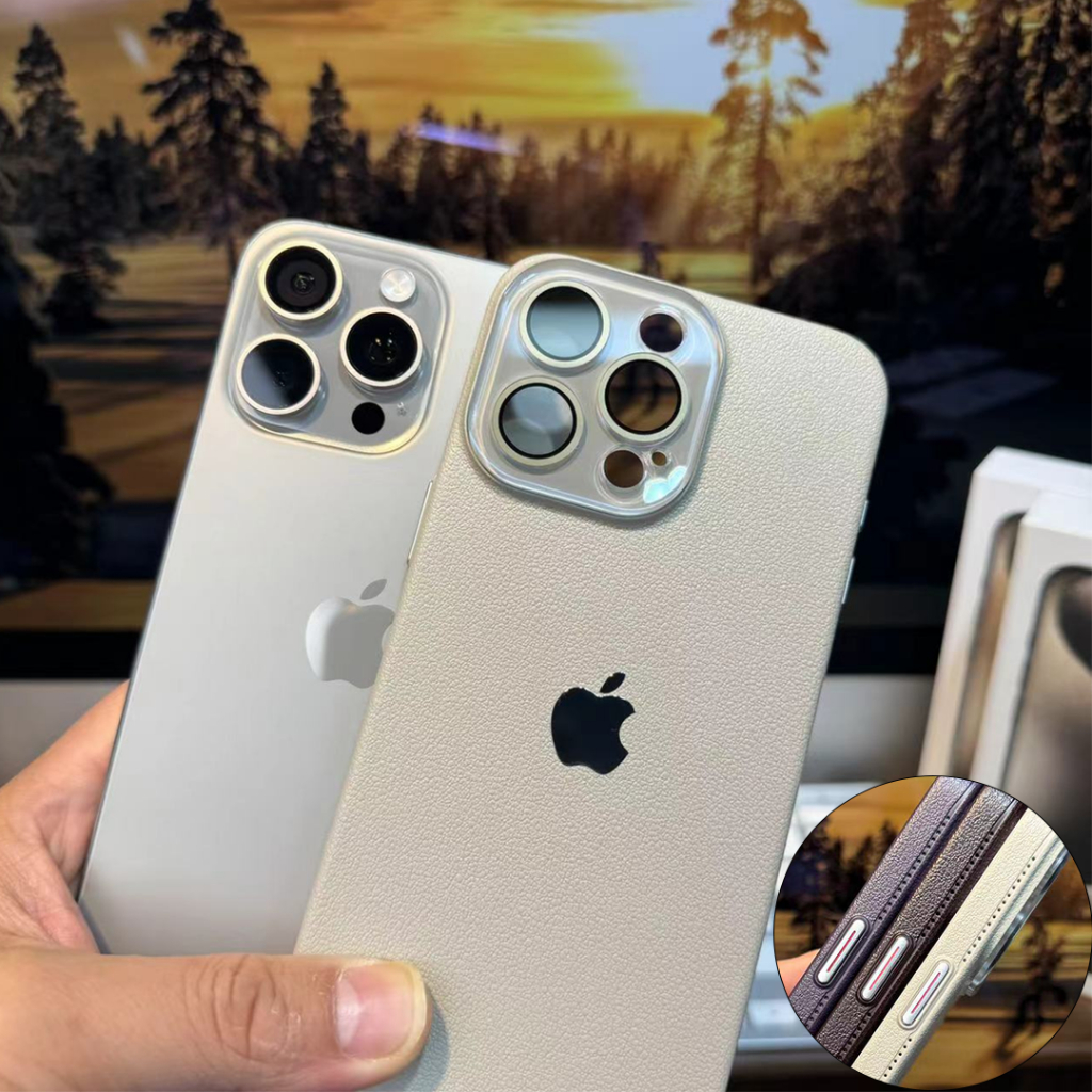 Novo Titanium Prime Color Lychee Leather Feel Matte Case De Couro Cristal Para IPHONE 12 13 14 15 Pro Max 14PLUS 15PLUS PC À Prova De Choque