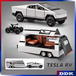 DDK 1 : 32 Tesla Cybertruck Pickup RV Metal Alloy Toy Car Modelo De Carro De Brinquedo Die Cast Boy Efeitos De Iluminação De Simulação De Som