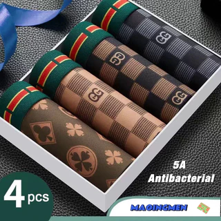 [MAOINGMEN] Kit 4 Cueca Boxer Masculino Roupa Íntima Masculina Estampada Animada Boxers De Tecido De Seda Gelada