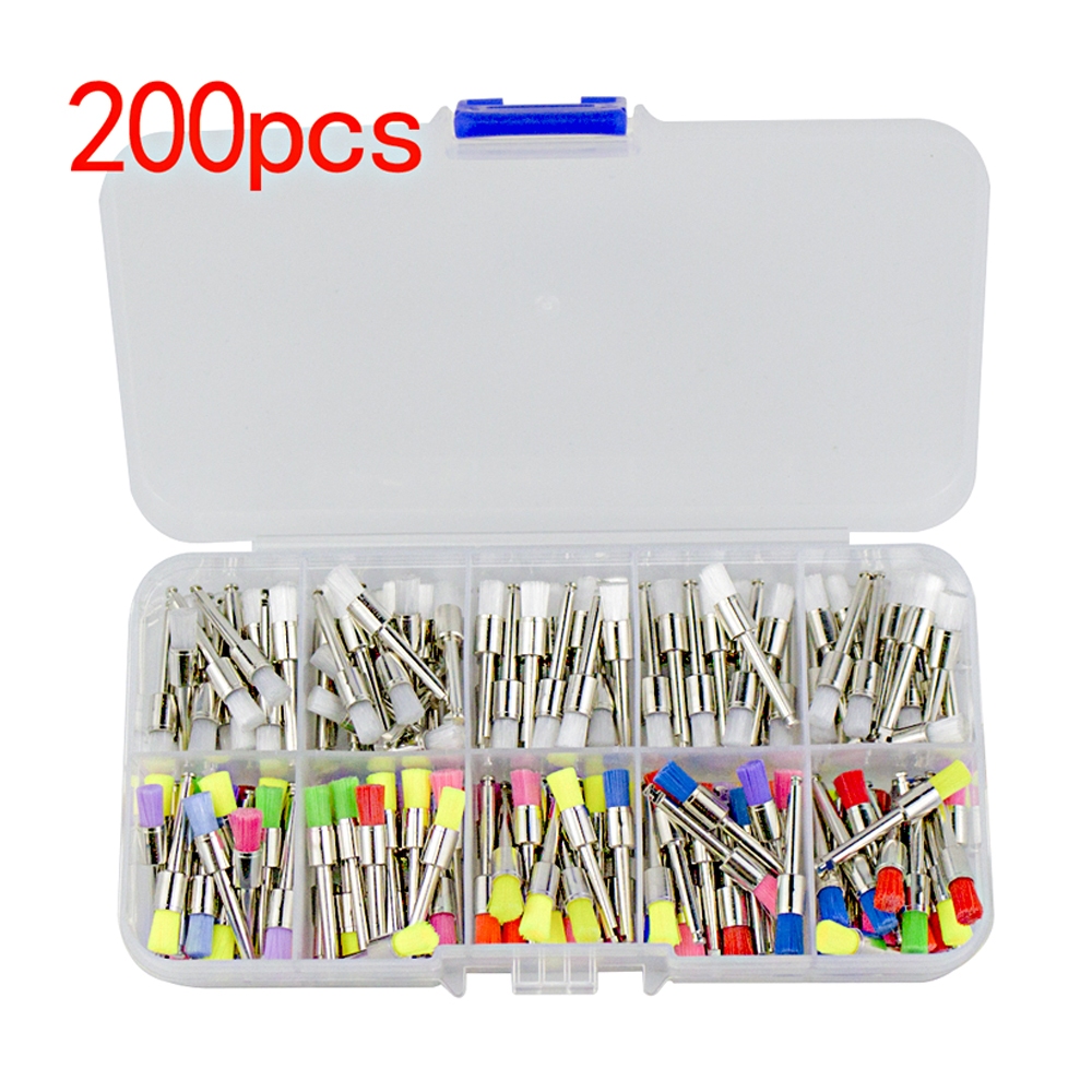 200pcs Escova De Polimento dental lock Mistura De Cores Descartáveis Para Remoção De Manchas