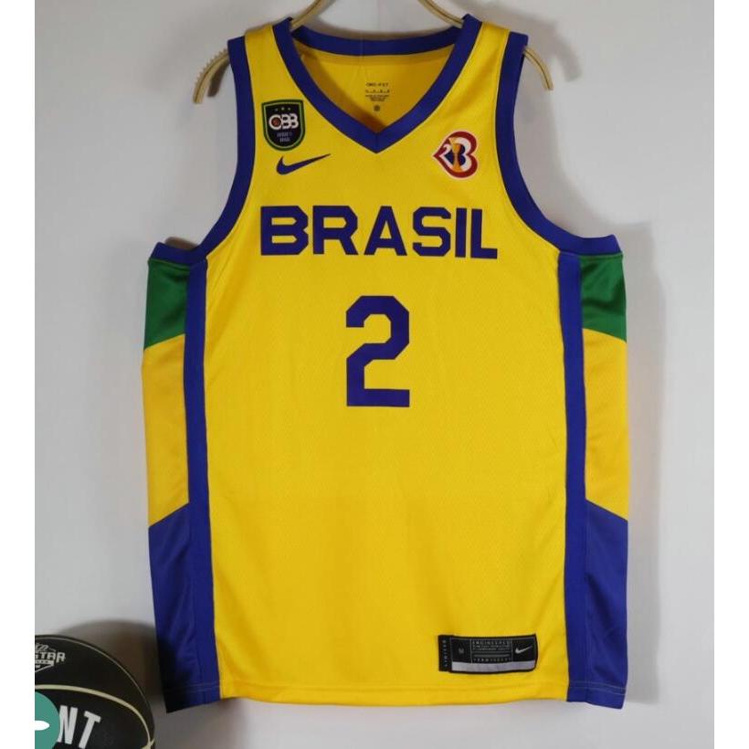2023 Nova Equipe BRASIL Original Do Homem # 2 Yago DOS SANTOS Jersey Verde Prensado A Calor